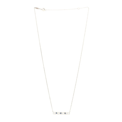 Tiffany Sterling Silver Blue Sapphire Atlas Bar Pendant Necklace 2 of 5