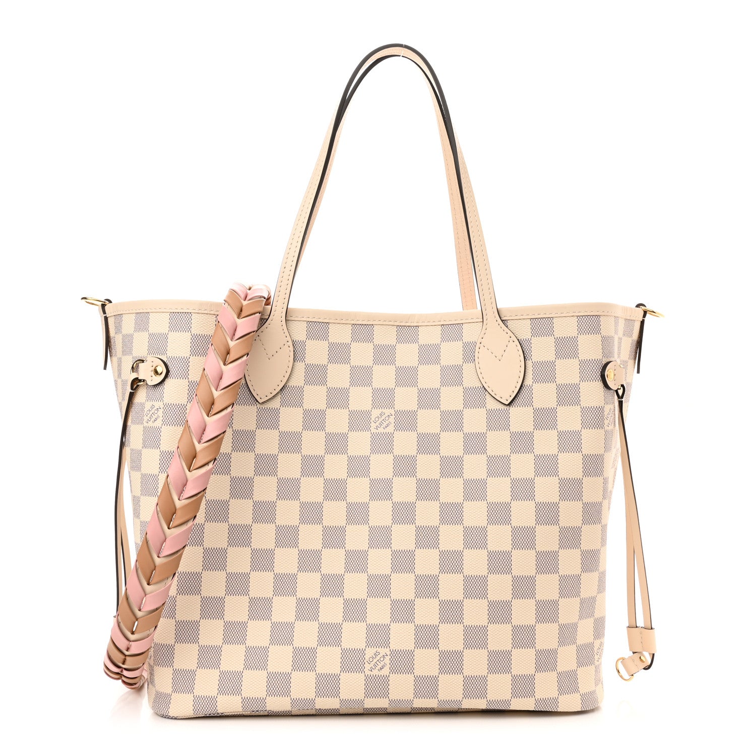 Louis Vuitton Damier Azur Braided Neverfull MM Pink 2 of 9