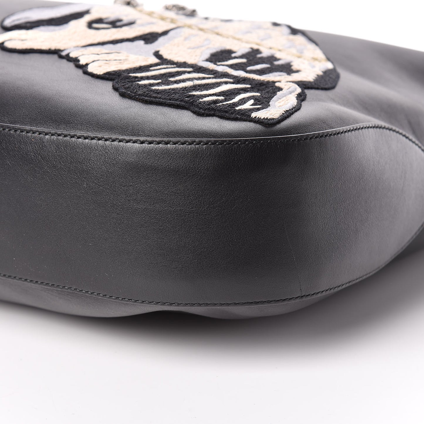 Calfskin Dog Embroidered Extra Large Dionysus Hobo Black
