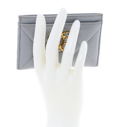 Chanel Lambskin Quilted Chanel 19 Card Holder Grey 2 of 8