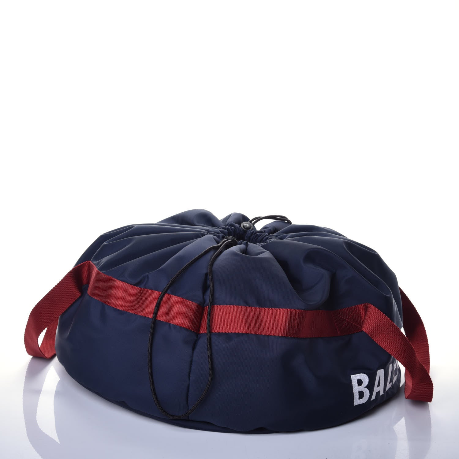 Balenciaga Textured Sport Nylon Logo Embroidered S Wheel Gym Bag Bleu Navy Rouge 4 of 8