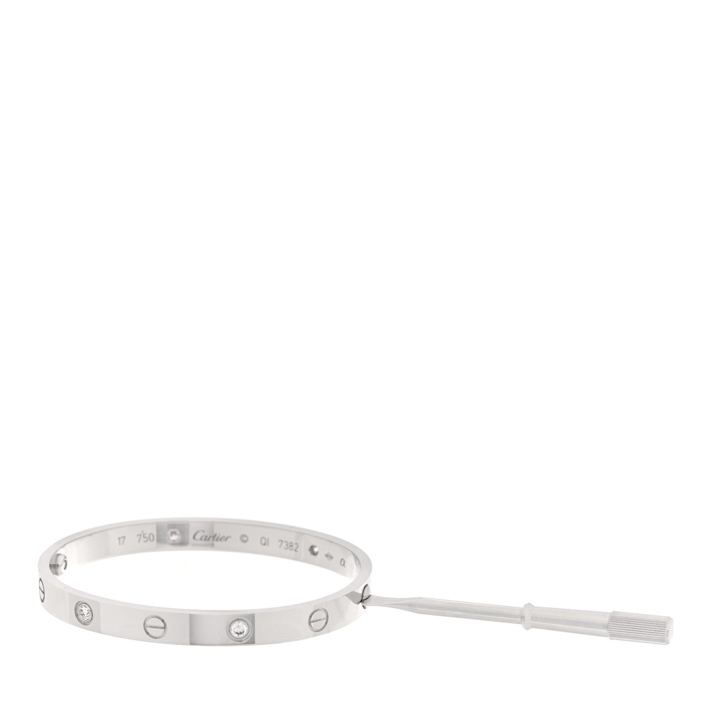 18K White Gold 4 Diamond LOVE Bracelet 17