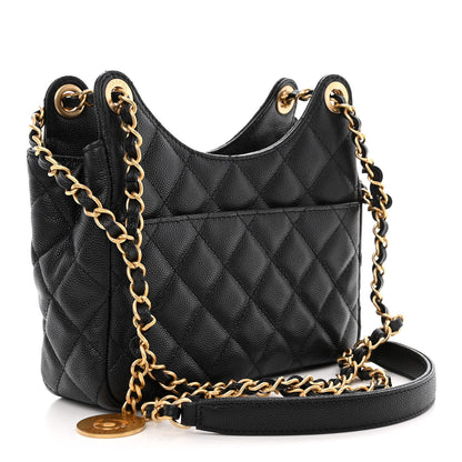Chanel Caviar Quilted Small Wavy CC Hobo Black 3 of 11