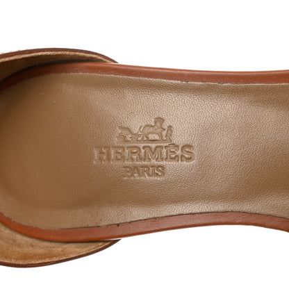 Hermes Calfskin Legend Wedge Sandals 35 Gold 7 of 13