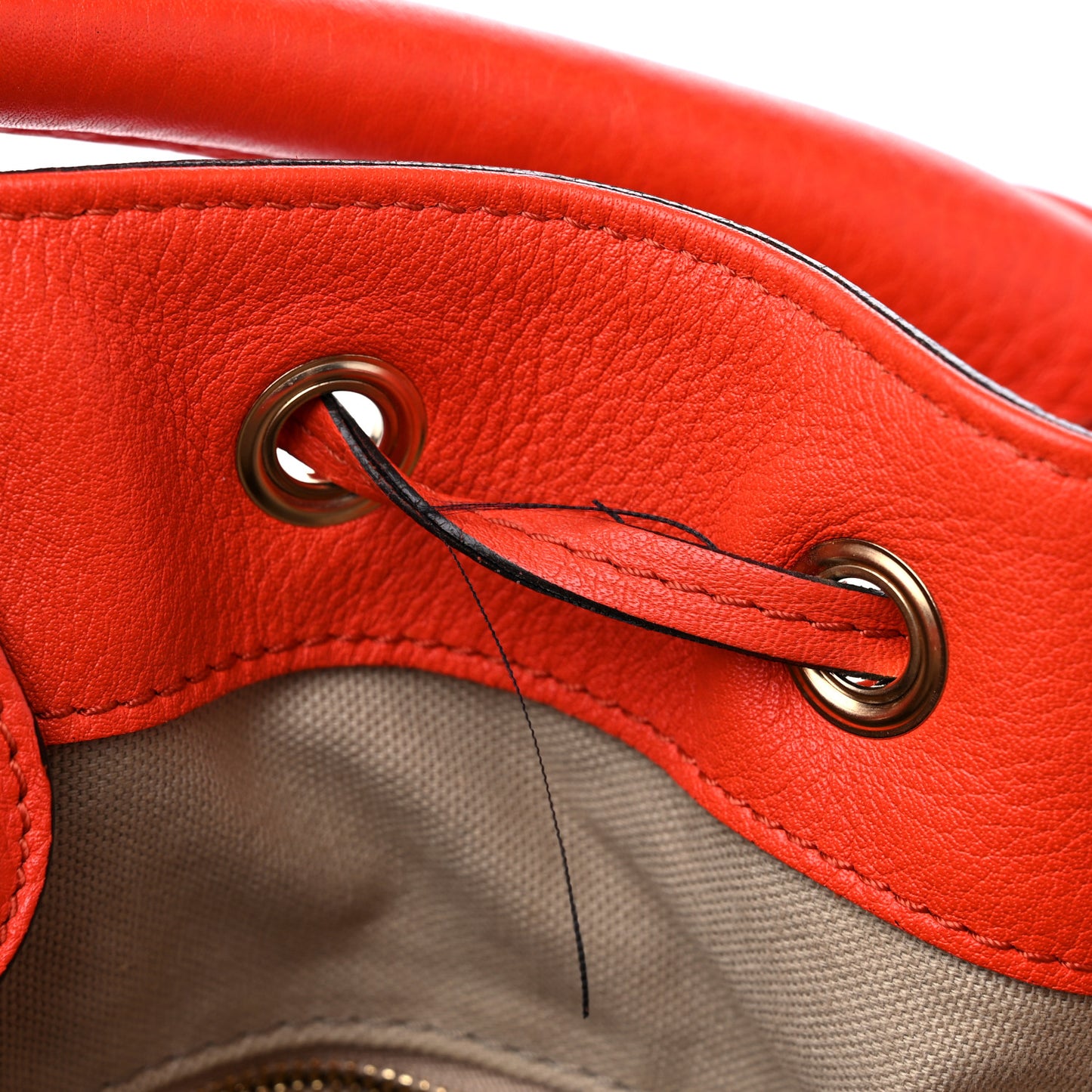House Check Drawstring Hobo Orange