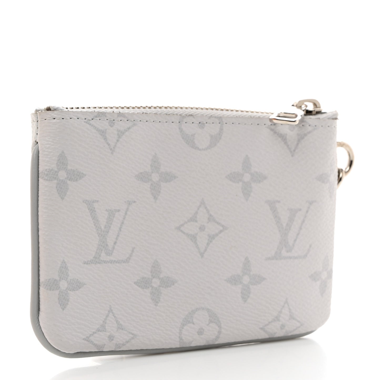 Monogram Stickers Key Pouch White