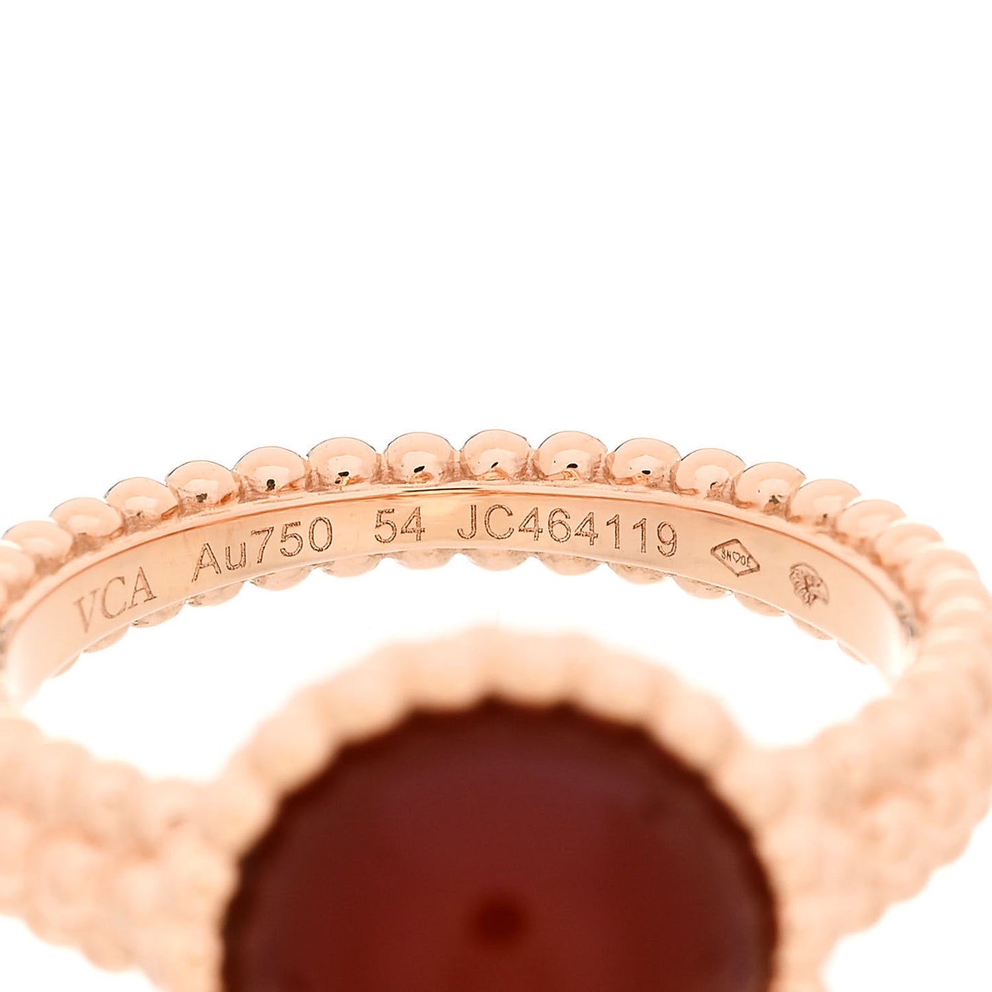 18K Rose Gold Carnelian Perlee Couleurs Ring 54 6.75