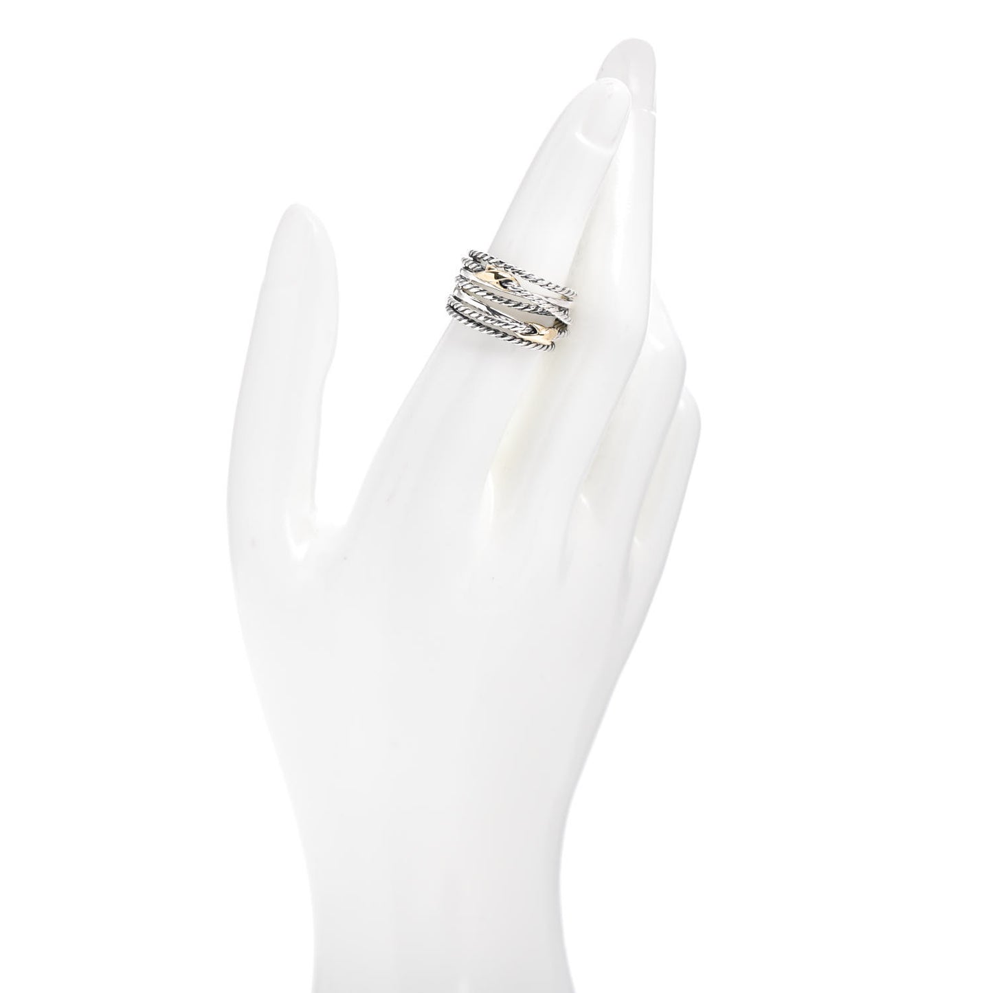 Sterling Silver 18K Yellow Gold Double X Crossover Ring 53 6.5