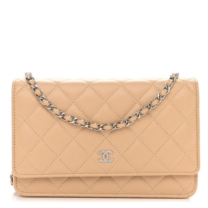 Chanel Caviar Quilted Wallet On Chain WOC Beige 1 of 12