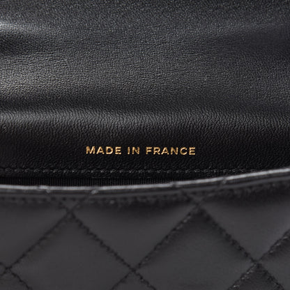 Chanel Lambskin Quilted Top Handle Flap Coin Purse With Chain Black 8 of 14
