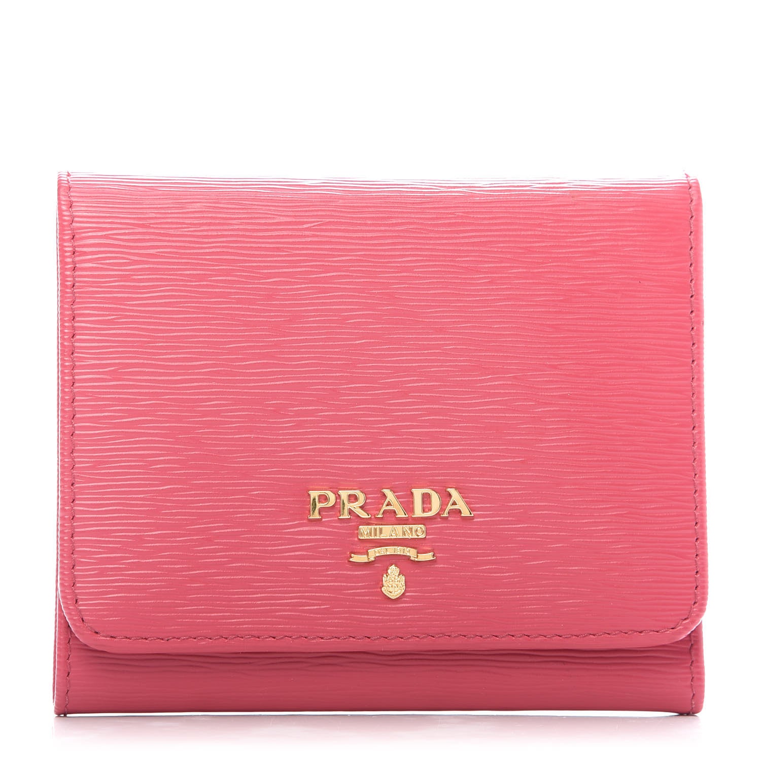 Prada Vitello Move Tri-Fold Compact Wallet Peonia 1 of 7