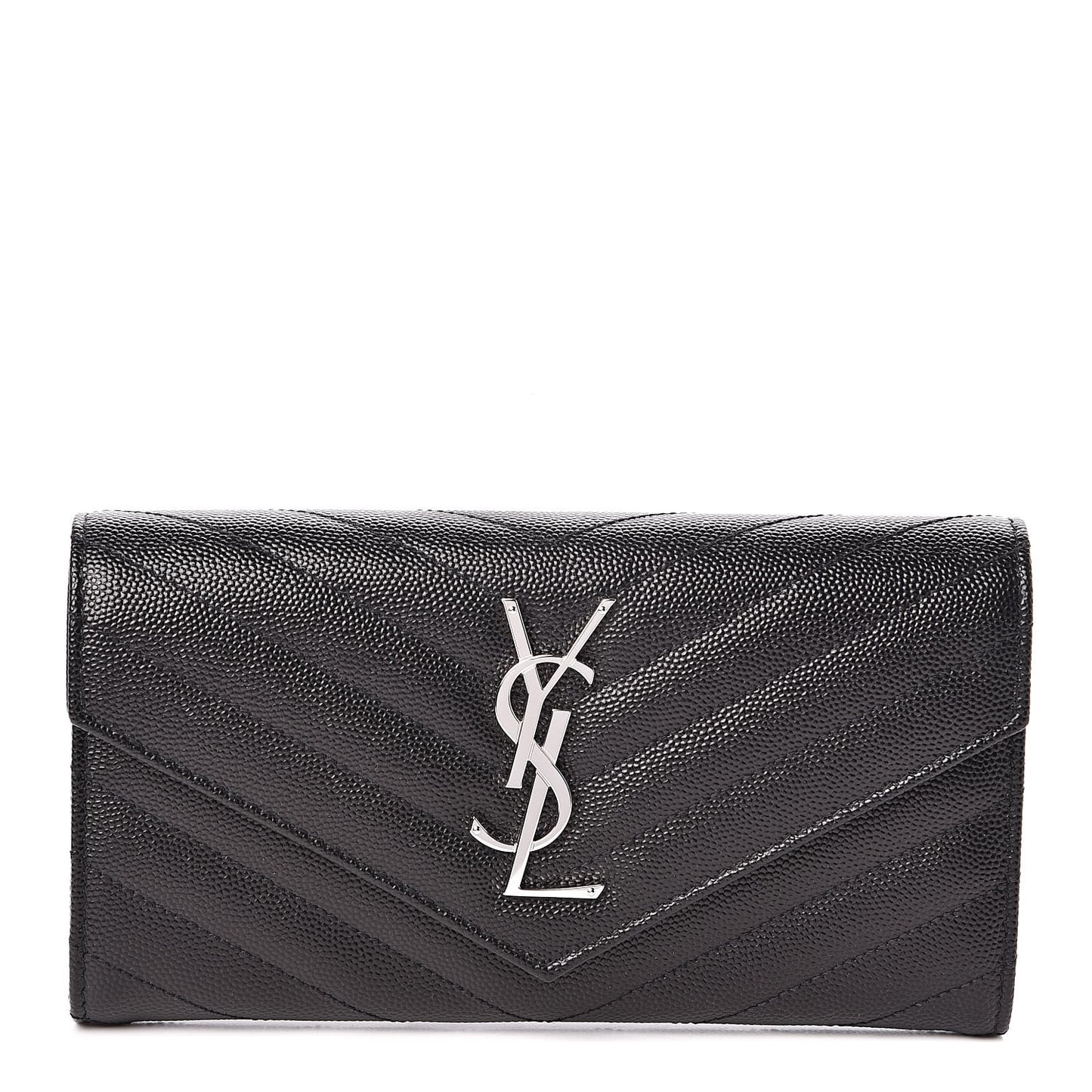 Grain De Poudre Matelasse Chevron Monogram Flap Wallet Black
