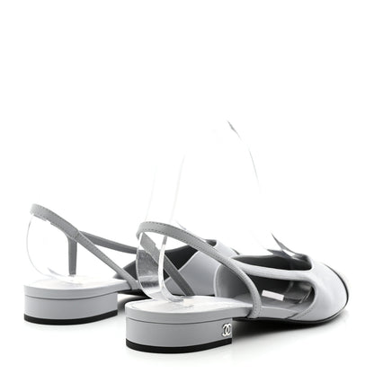 Chanel Lambskin Cap Toe CC Slingback Sandals 39.5 Grey 4 of 8