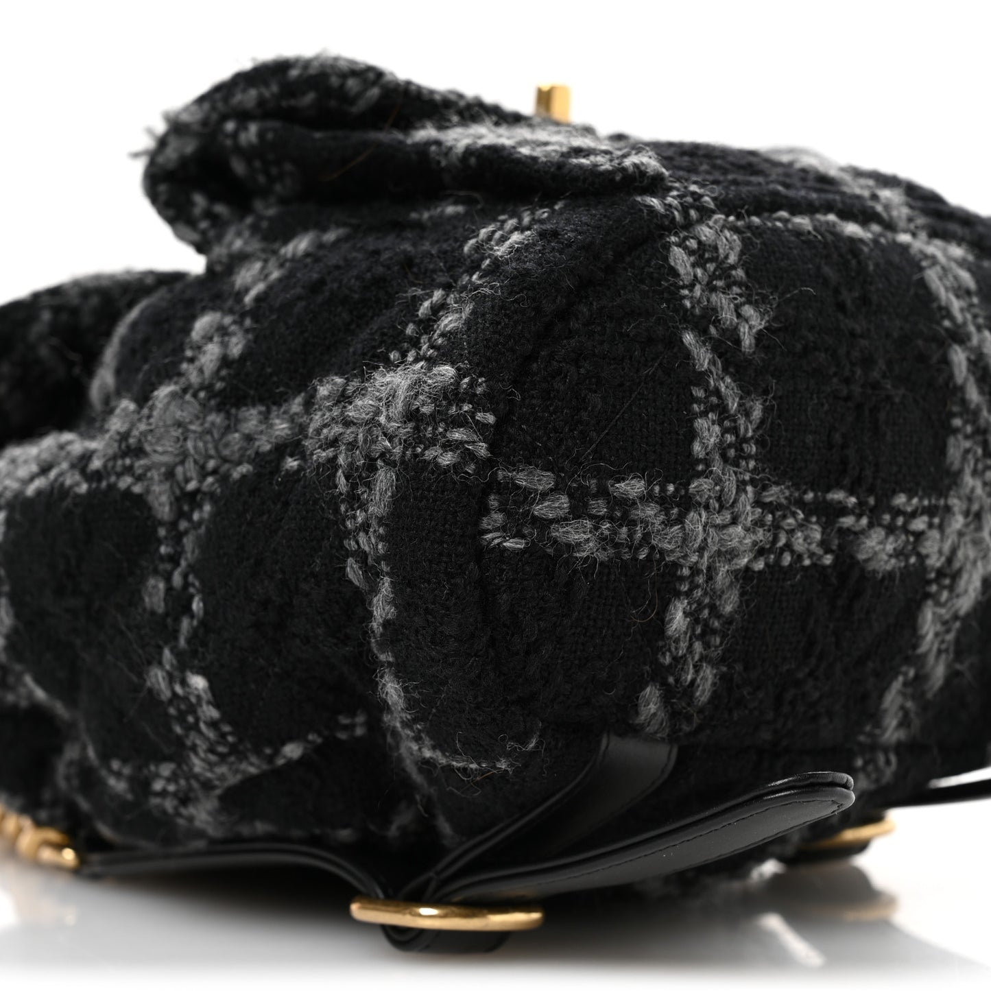 Wool Tweed Elegant Backpack Black Grey