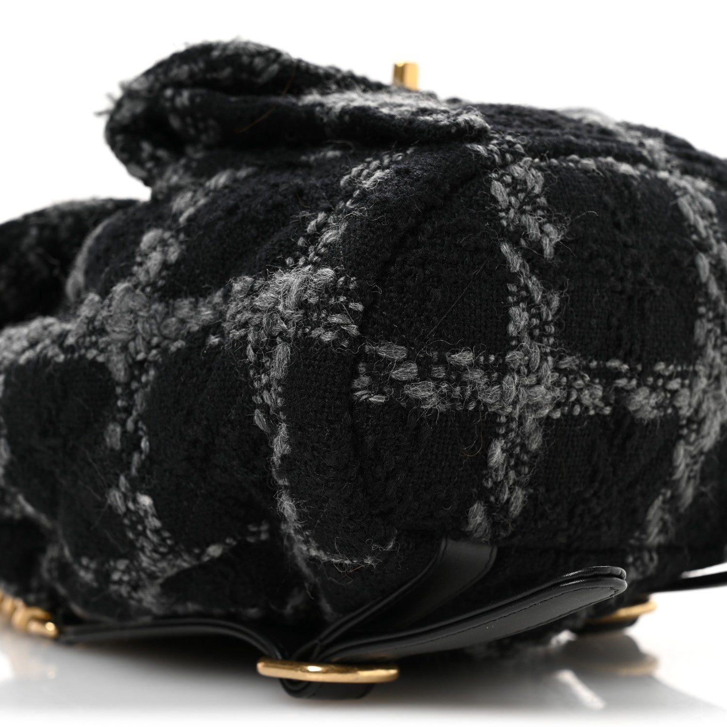 Chanel Wool Tweed Elegant Backpack Black Grey 9 of 11