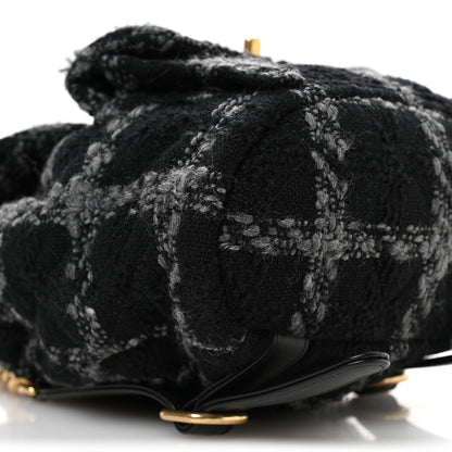 Chanel Wool Tweed Elegant Backpack Black Grey 9 of 11