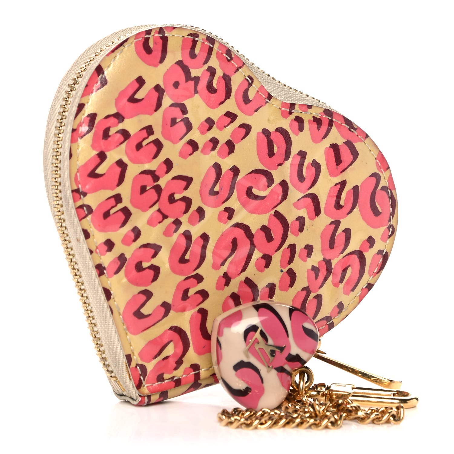 Louis Vuitton Vernis Leopard Coeur Heart Coin Purse Blanc Corail 3 of 11