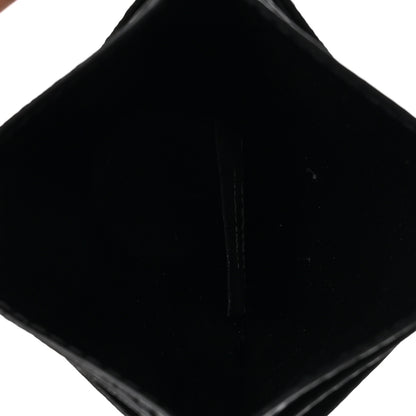 Fendi Glazed Fabric Vitello Cruise FF 1974 Logo Card Holder Black 5 of 6