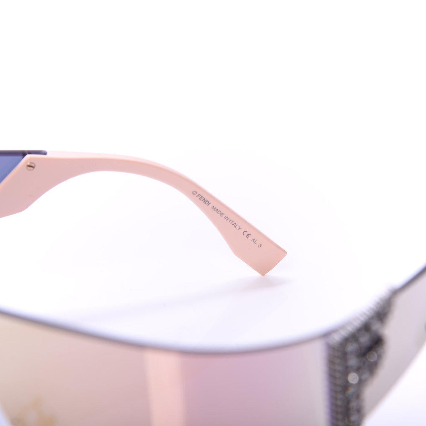 Mirrored Crystal Embellished FFreedom Shield Sunglasses FF 0382/S Pink