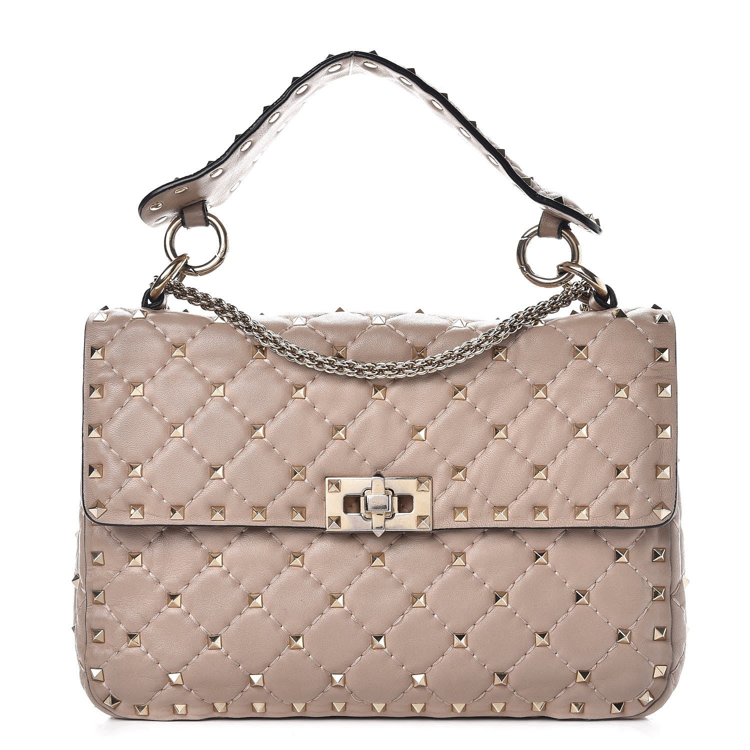 Valentino Garavani Lambskin Medium Rockstud Spike Shoulder Bag Poudre 1 of 10
