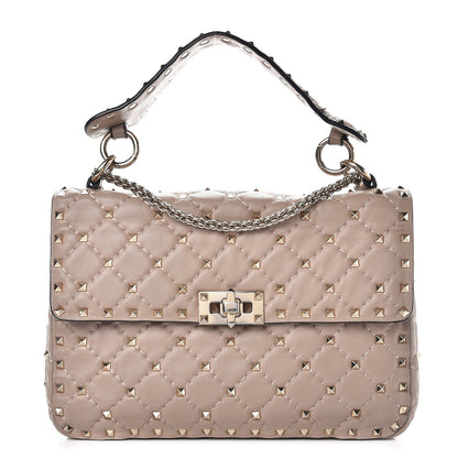 Valentino Garavani Lambskin Medium Rockstud Spike Shoulder Bag Poudre 1 of 10