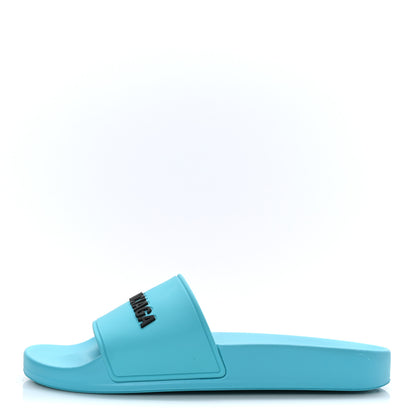 Balenciaga Rubber Womens Logo Pool Slide Sandals 36 Aqua Blue 1 of 7