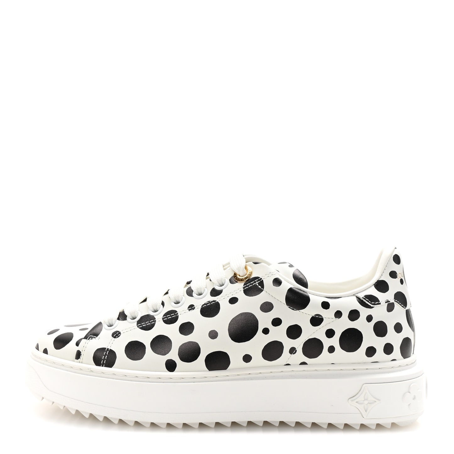 LV X YK Calfskin Printed Infinity Dots Time Out Sneakers 35.5 White