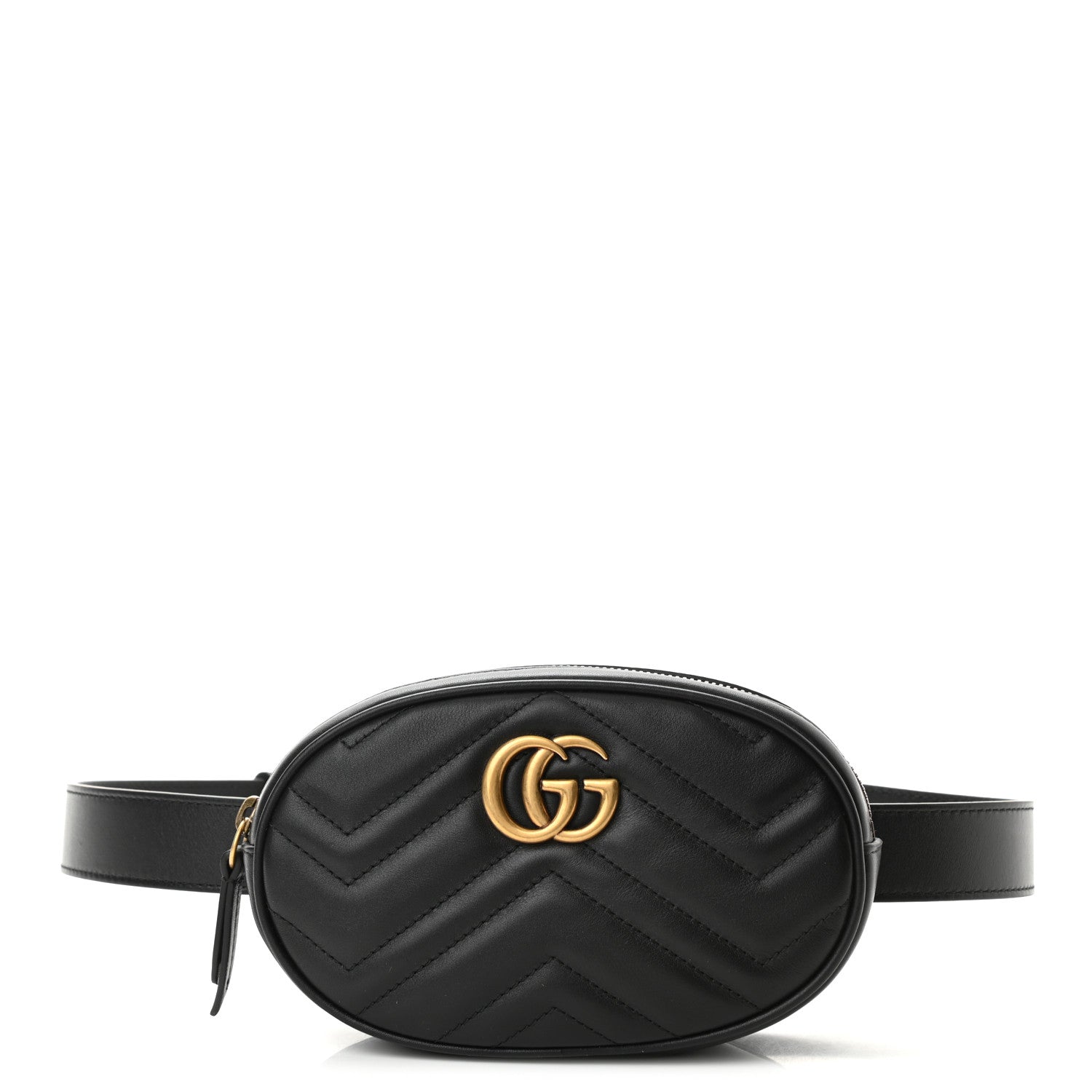 Gucci Calfskin Matelasse GG Marmont Belt Bag 85 34 Black 1 of 8
