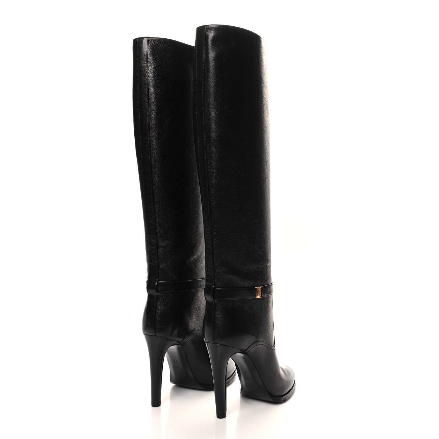 Saint Laurent Grained Calfskin Diane 100 Boots 37 Black 4 of 8