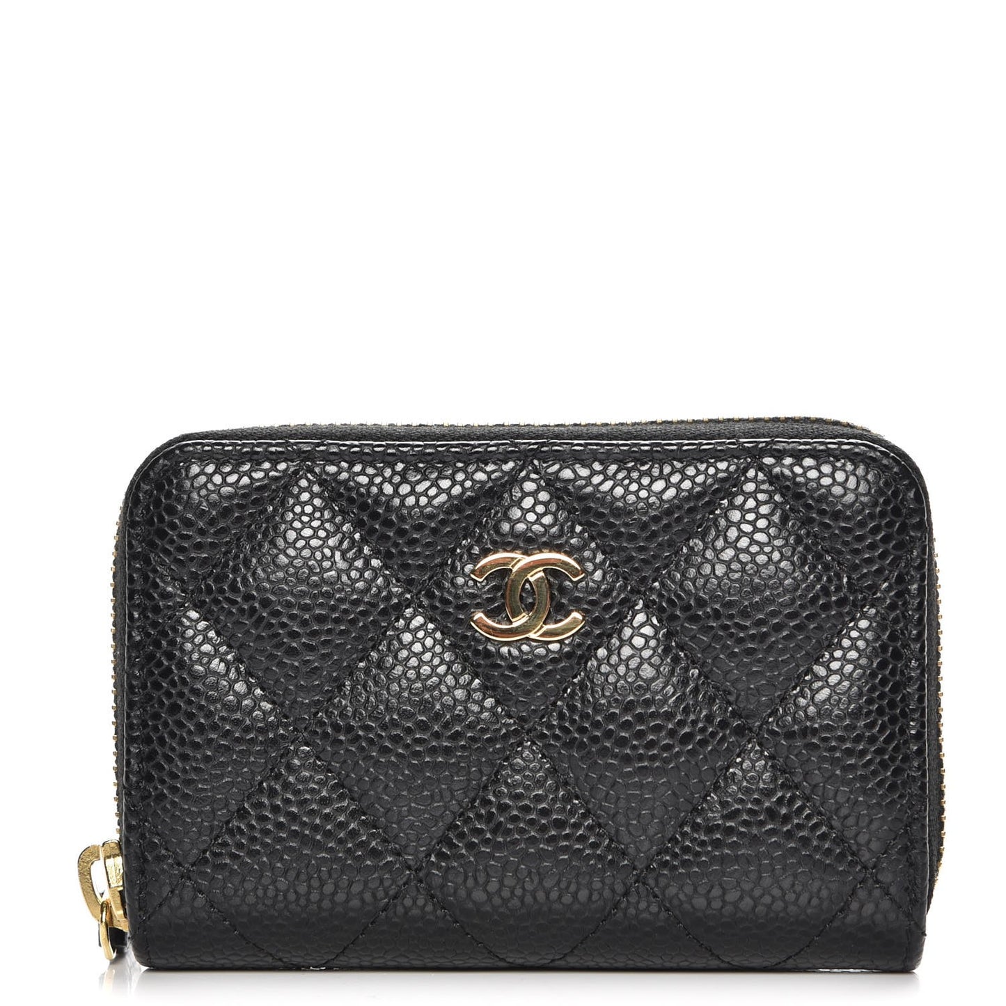 Caviar Quilted Zip Coin Purse Black