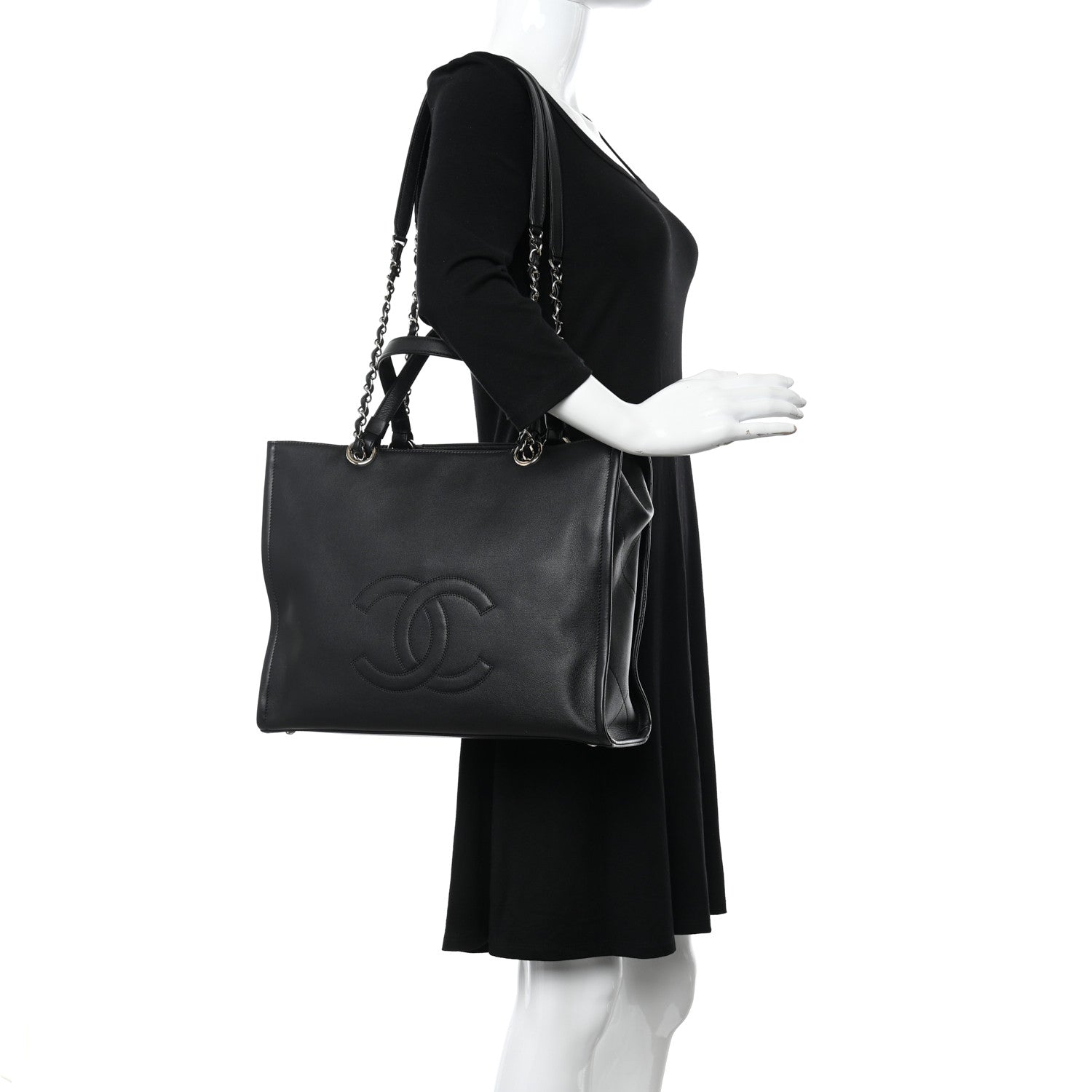 Chanel Calfskin CC Zipped Shopping Tote Black 2 of 10