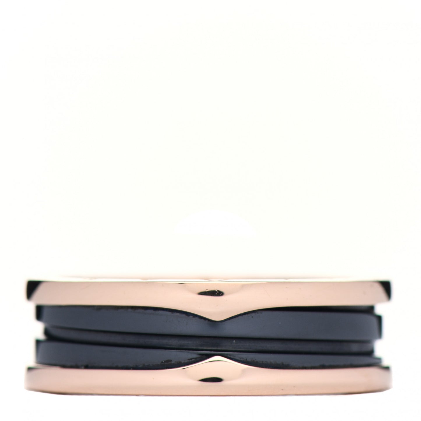 18K Rose Gold Black Ceramic B.Zero1 Two-Band Ring 70 13