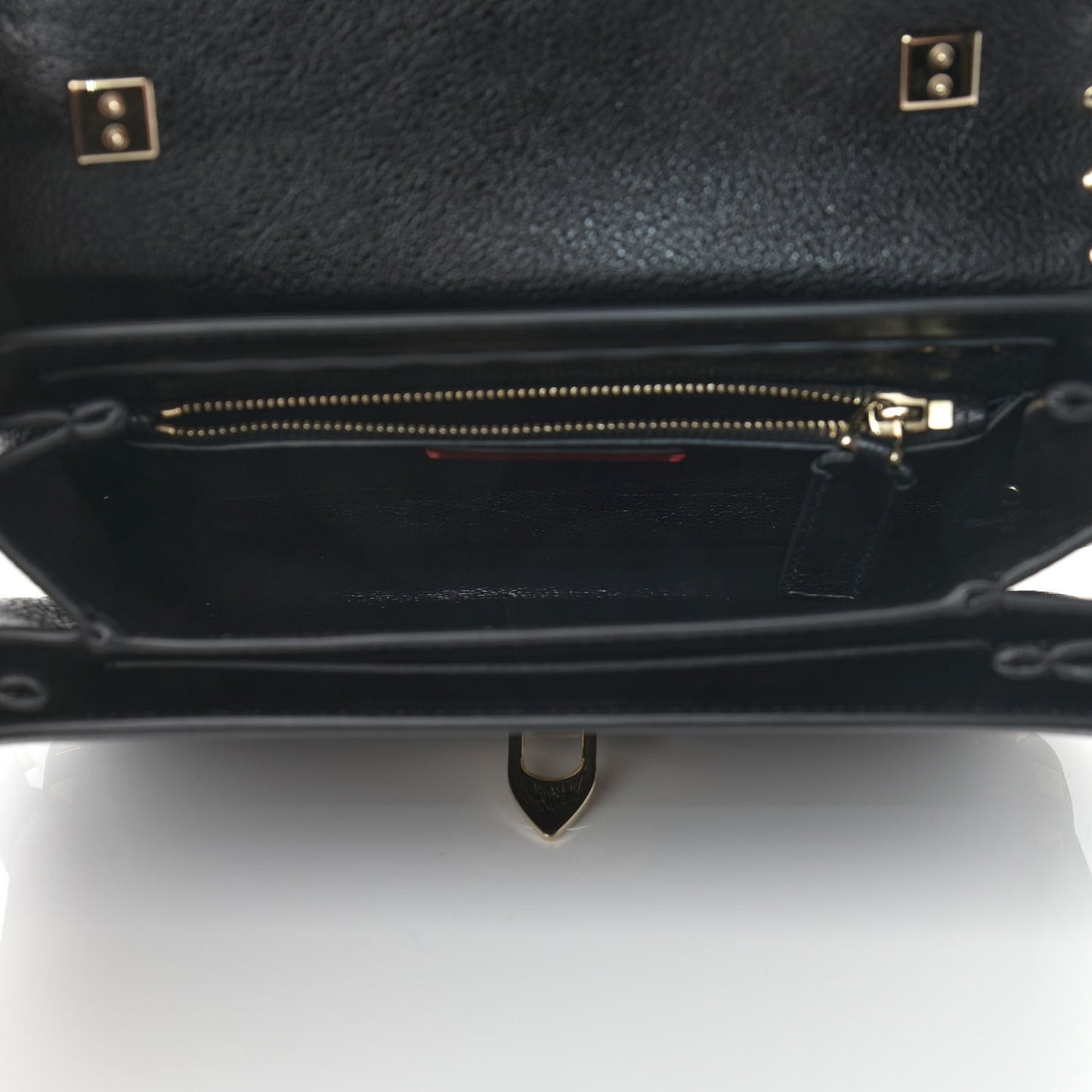 Pebbled Calfskin Small Rockstud Flap Crossbody Bag Black