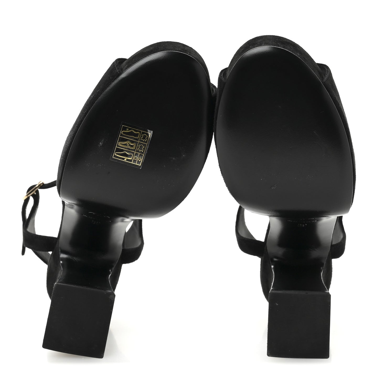 Suede Calfskin Platform Sandals 39 Black