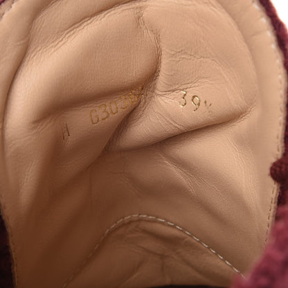 Chanel Tweed Calfskin CC Lace Up Short Boots 39.5 Burgundy 6 of 12