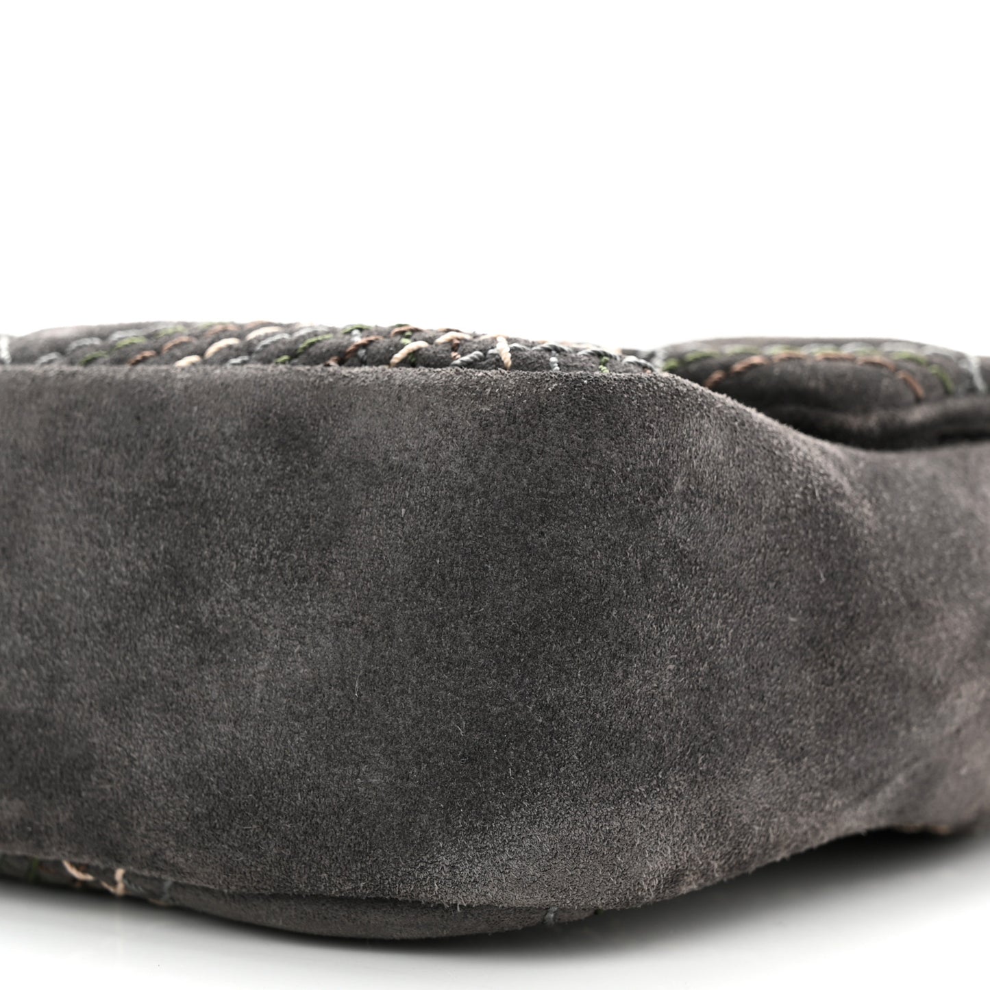Suede Stitched Medium Saltire Single Flap Grey
