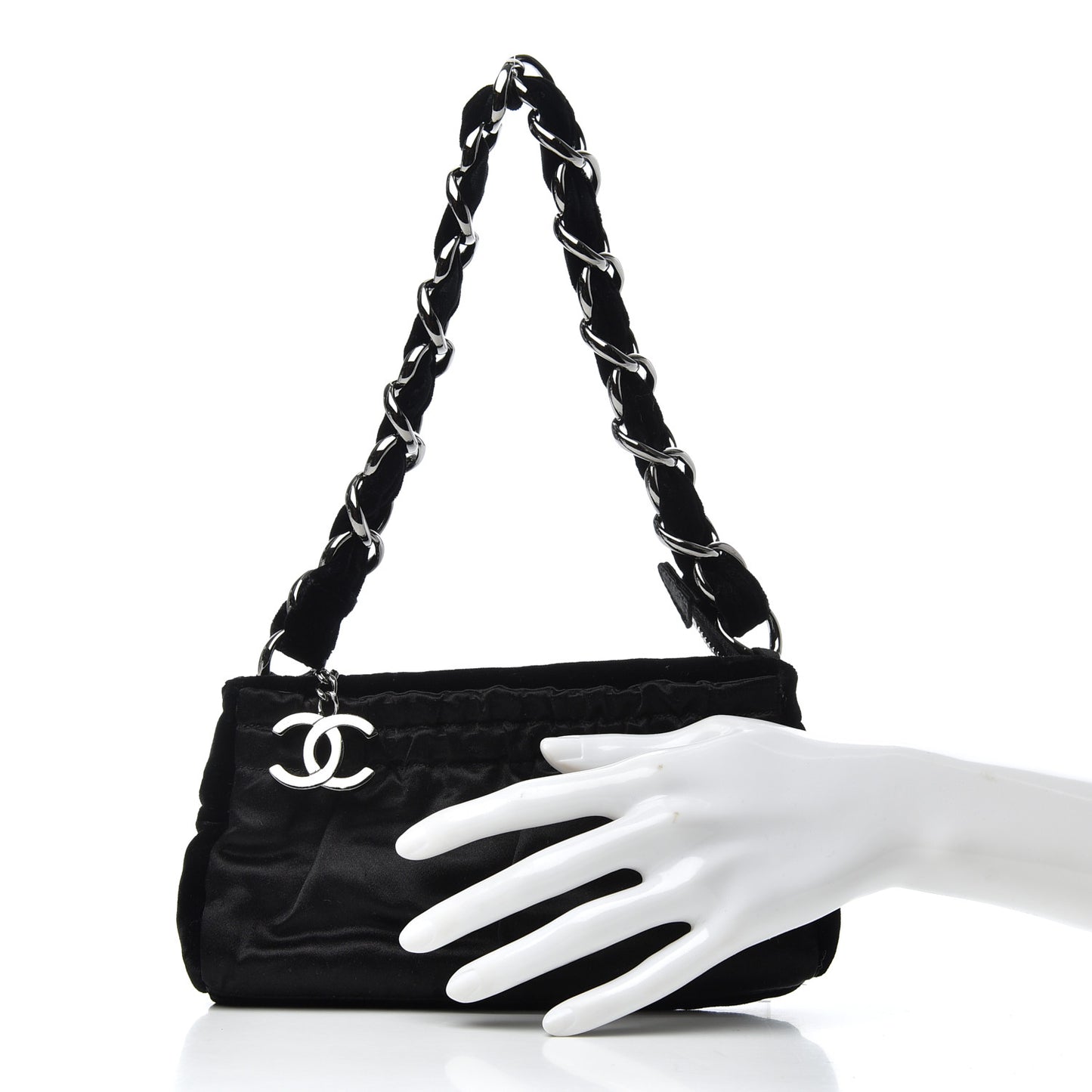 Velvet Satin Evening Bag Black