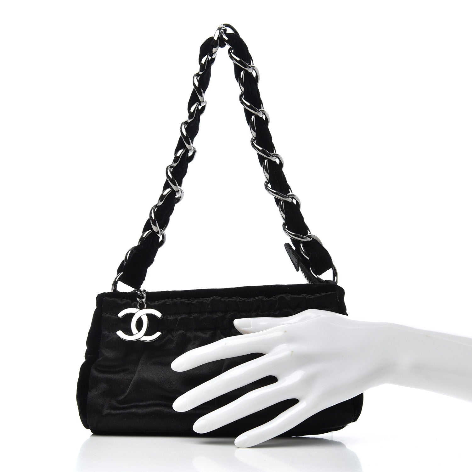 Chanel Velvet Satin Evening Bag Black 2 of 6