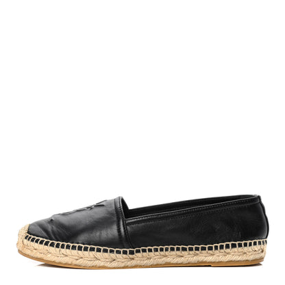 Saint Laurent Lambskin Monogram Espadrilles 37 Black 1 of 4