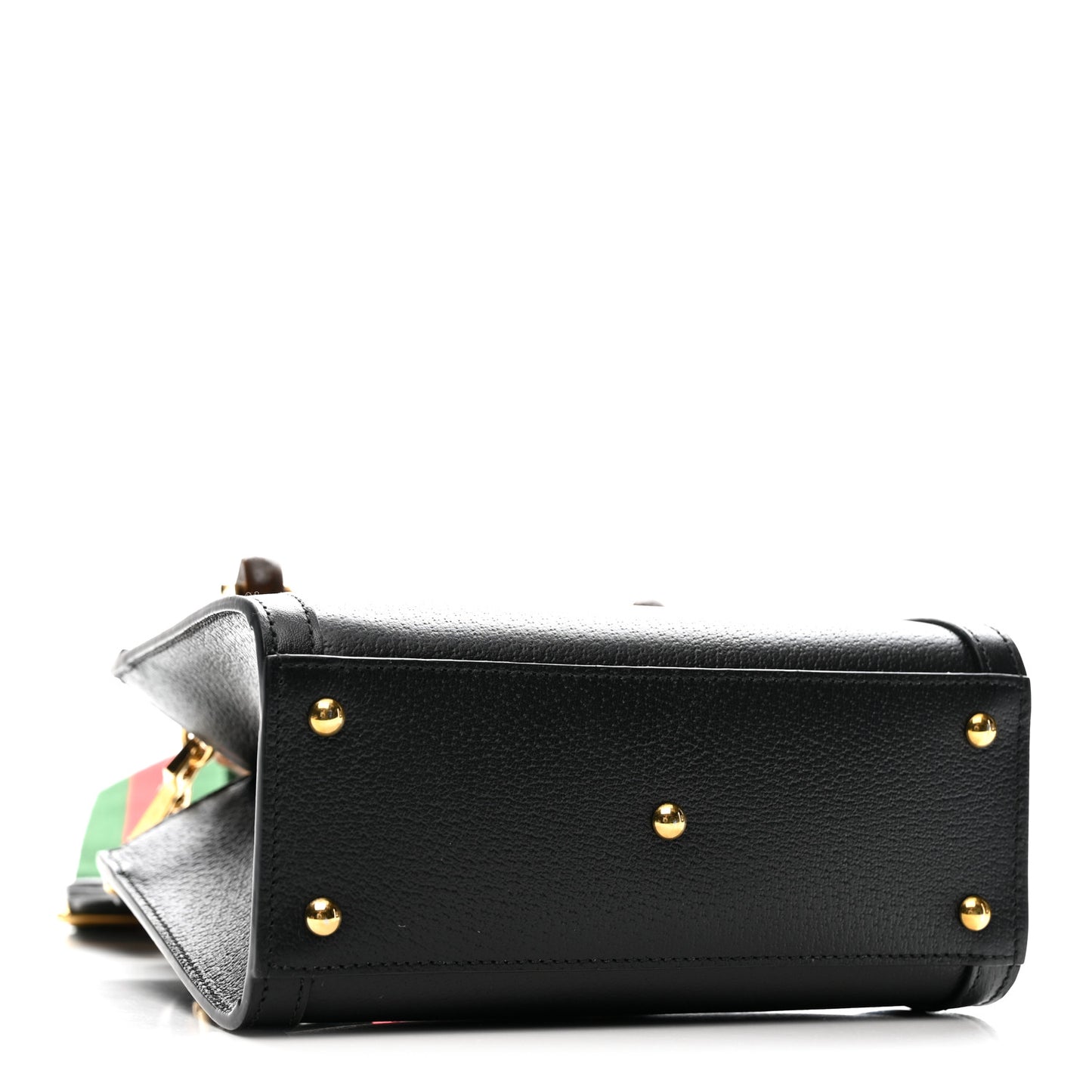 Textured Dollar Calfskin Web Mini Diana Tote Bag Black Dusty Grey