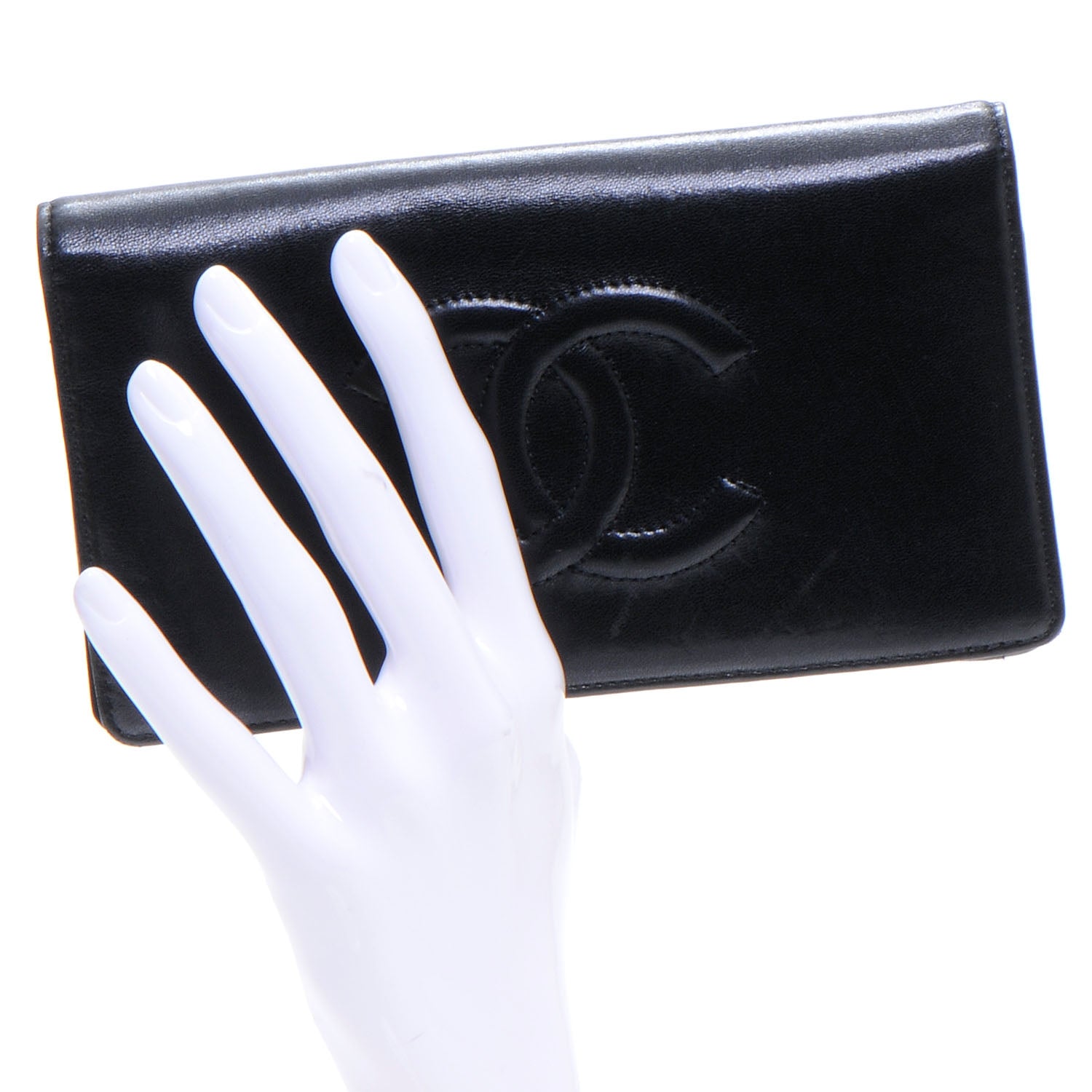 Chanel Lambskin CC Yen Wallet Black 2 of 8