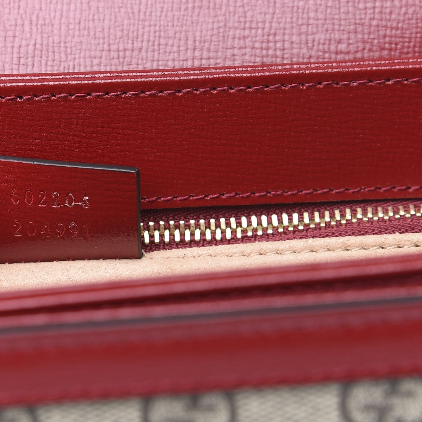 GG Supreme Monogram Azalea Calfskin Horsebit 1955 Shoulder Bag Beige Ebony New Cherry Red