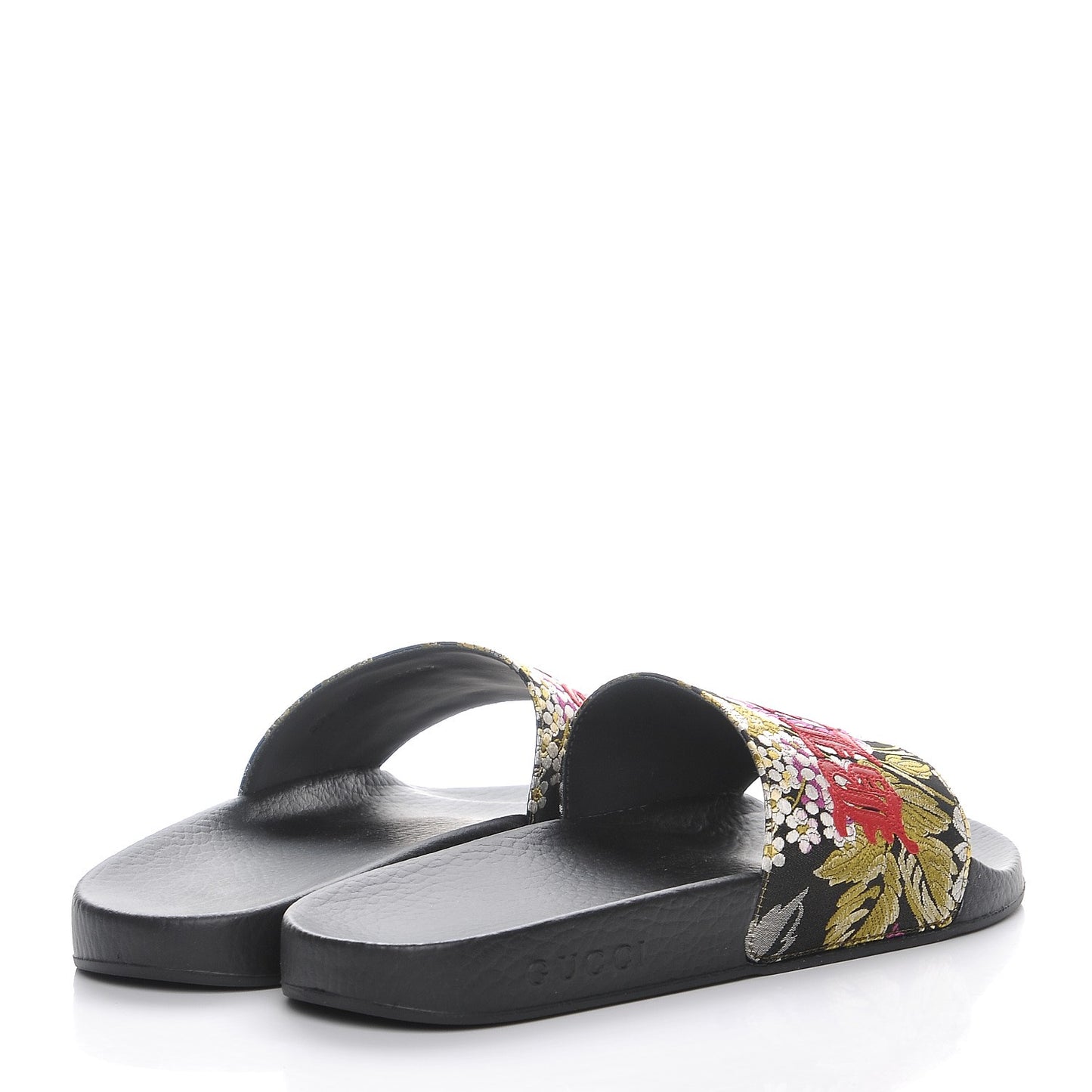 Jacquard Floral Blind for Love Slide Sandals 39 Black Multicolor