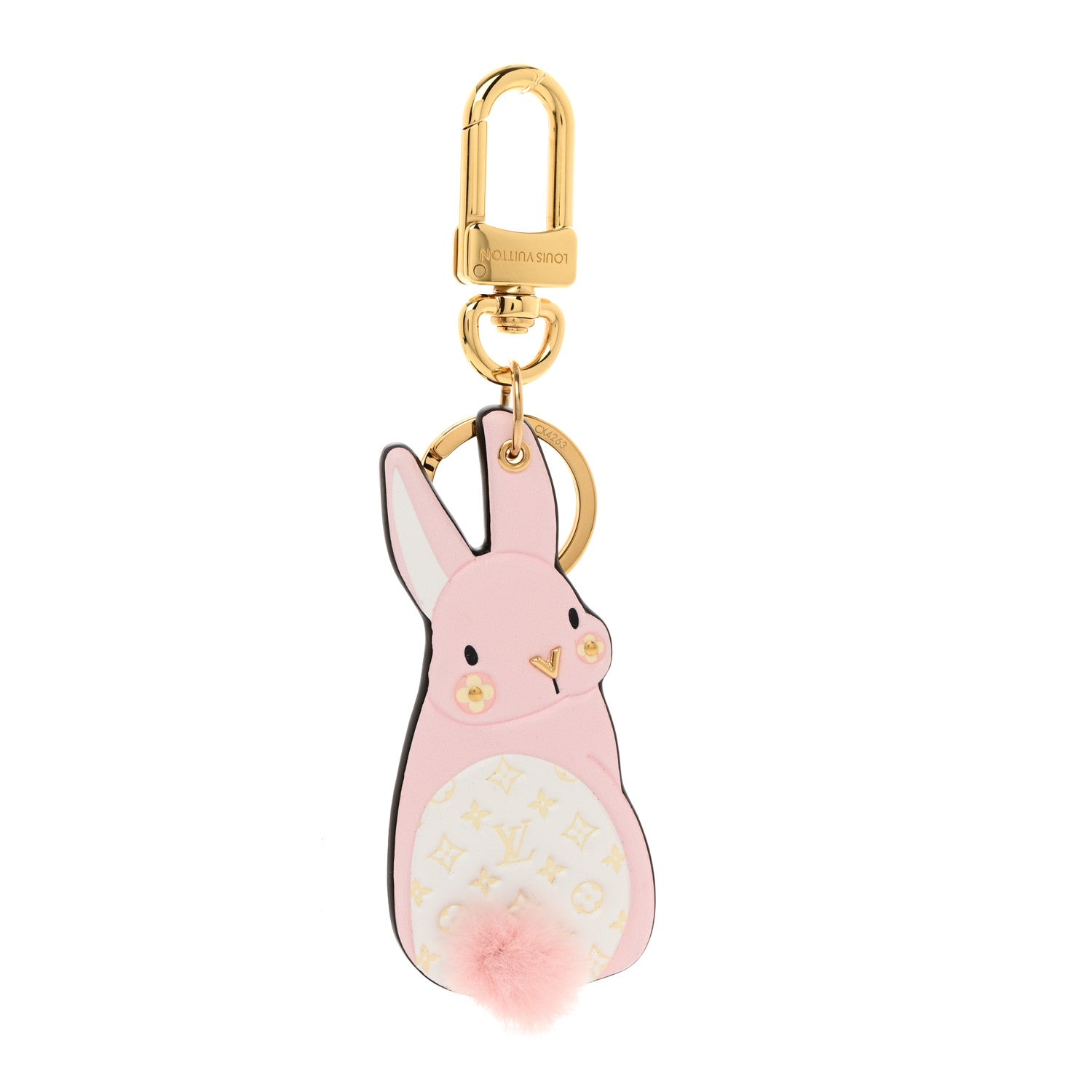 Louis Vuitton Calfskin Monogram LV Animals Bunny Bag Charm Key Holder Pale Pink 1 of 5