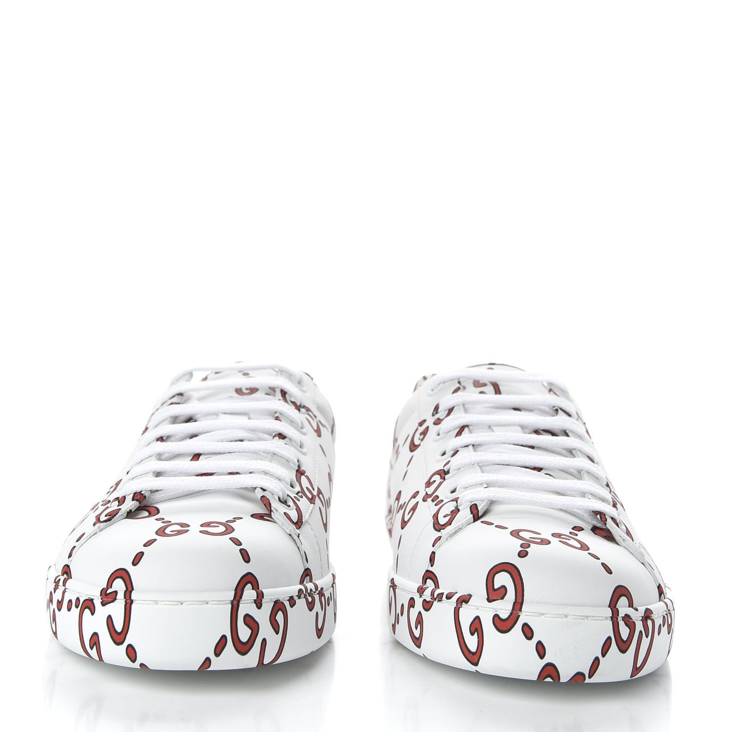 Calfskin GucciGhost Print Mens Ace Sneakers 8.5 White Hibiscus Red