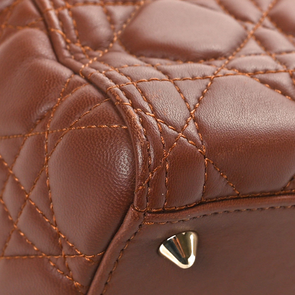 Christian Dior Lambskin Cannage Medium Lady Dior Brown 10 of 15