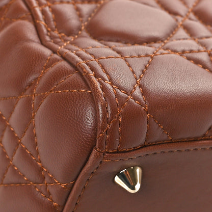 Christian Dior Lambskin Cannage Medium Lady Dior Brown 10 of 15