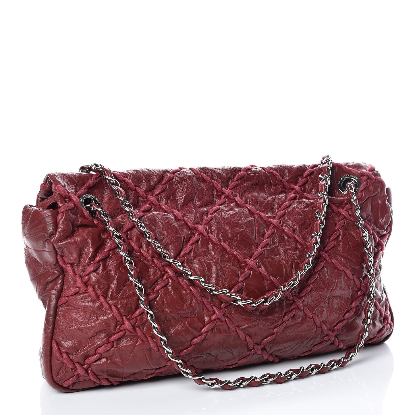 Calfskin Ultra Stitch Oversize Flap Dark Red