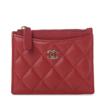 Chanel Caviar Quilted CC Zip Card Holder Red 1 of 8