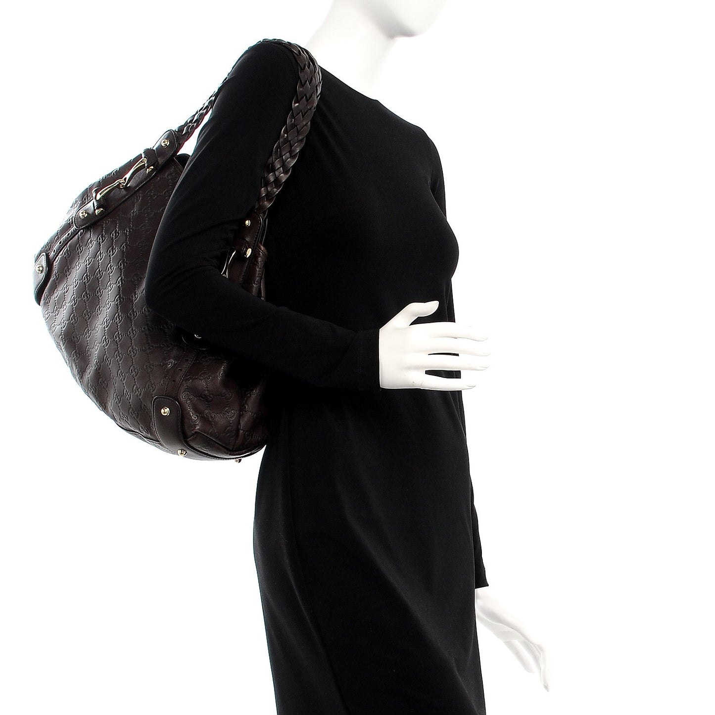 Guccissima Medium Pelham Shoulder Bag Dark Brown